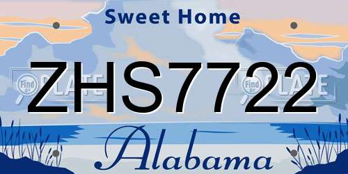 ZHS7722 Alabama License Plate