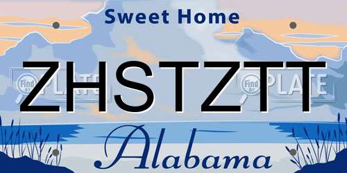 ZHSTZTT Alabama License Plate