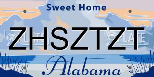 ZHSZTZT Alabama License Plate