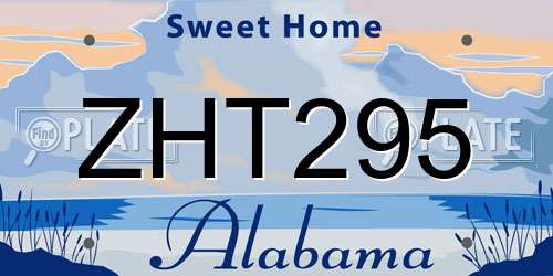 ZHT295 Alabama License Plate