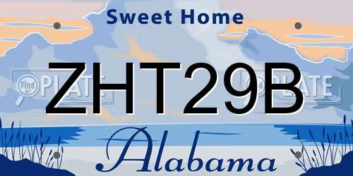 ZHT29B Alabama License Plate