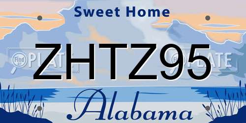 ZHTZ95 Alabama License Plate