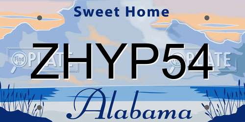ZHYP54 Alabama License Plate