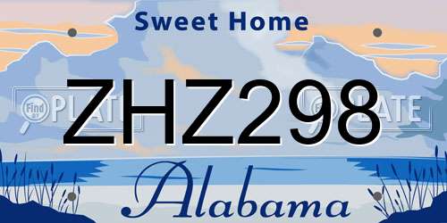 ZHZ298 Alabama License Plate