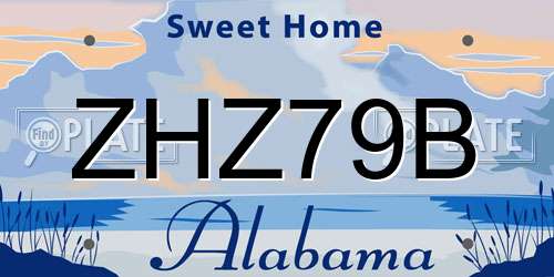 ZHZ79B Alabama License Plate