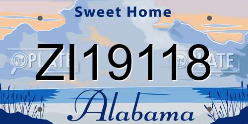 ZI19118 Alabama License Plate