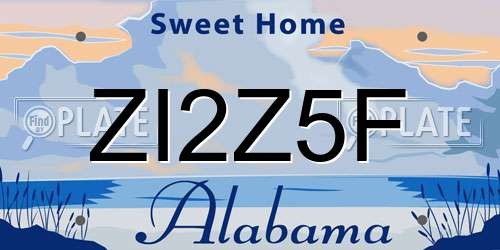 ZI2Z5F Alabama License Plate