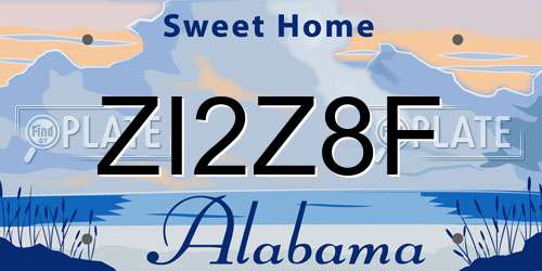 ZI2Z8F Alabama License Plate