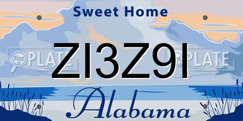 ZI3Z9I Alabama License Plate