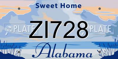 ZI728 Alabama License Plate