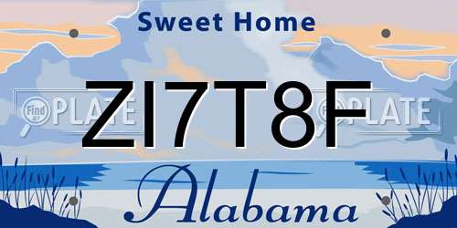 ZI7T8F Alabama License Plate
