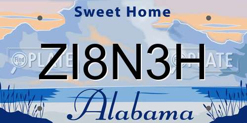 ZI8N3H Alabama License Plate