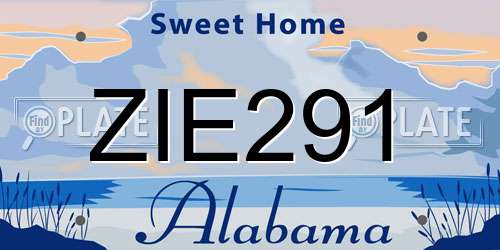 ZIE291 Alabama License Plate
