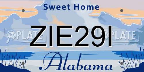 ZIE29I Alabama License Plate