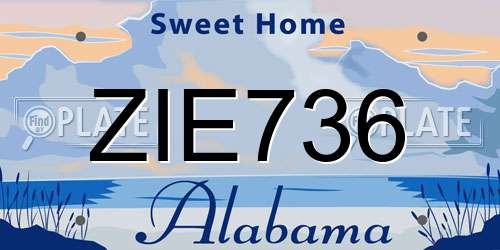 ZIE736 Alabama License Plate
