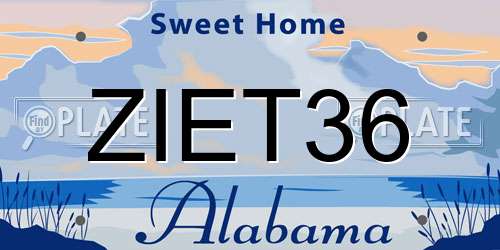 ZIET36 Alabama License Plate