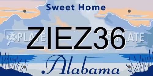 ZIEZ36 Alabama License Plate