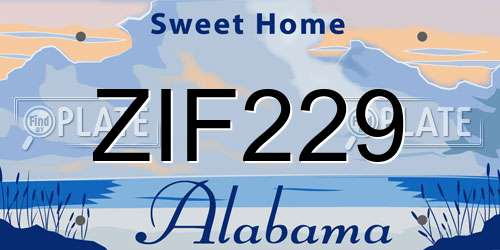 ZIF229 Alabama License Plate