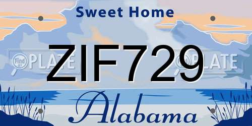 ZIF729 Alabama License Plate