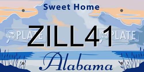 ZILL41 Alabama License Plate