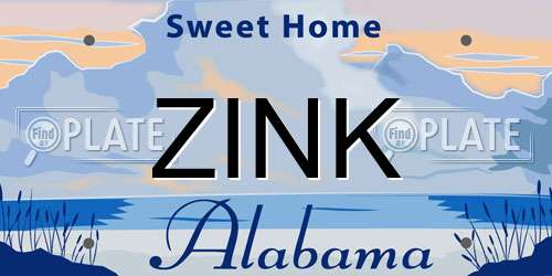 ZINK Alabama License Plate
