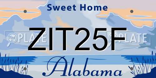 ZIT25F Alabama License Plate