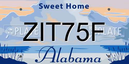 ZIT75F Alabama License Plate
