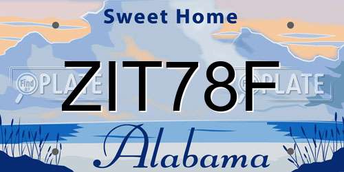 ZIT78F Alabama License Plate