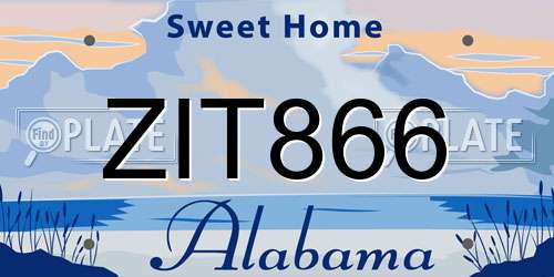 ZIT866 Alabama License Plate