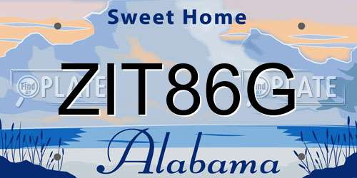 ZIT86G Alabama License Plate