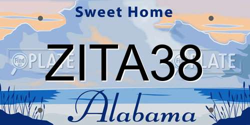 ZITA38 Alabama License Plate