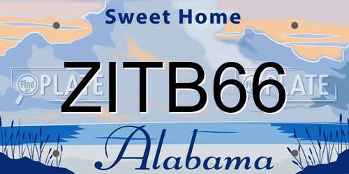 ZITB66 Alabama License Plate