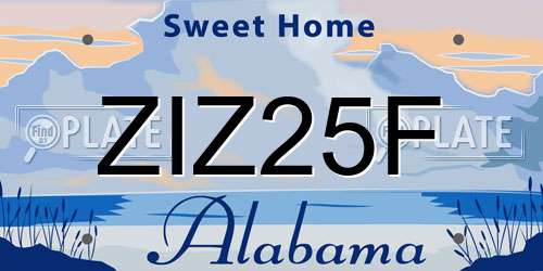 ZIZ25F Alabama License Plate