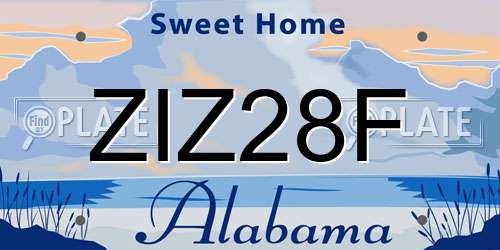 ZIZ28F Alabama License Plate