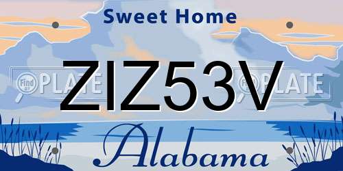 ZIZ53V Alabama License Plate
