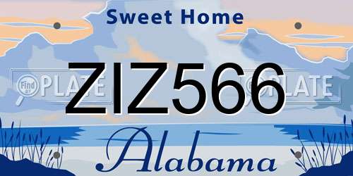 ZIZ566 Alabama License Plate
