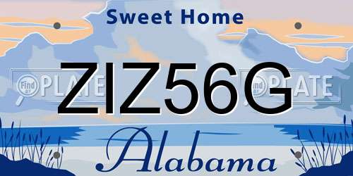 ZIZ56G Alabama License Plate