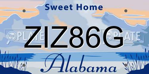 ZIZ86G Alabama License Plate