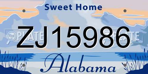 ZJ15986 Alabama License Plate