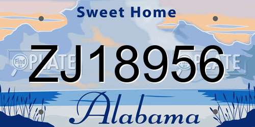 ZJ18956 Alabama License Plate