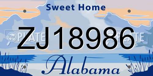 ZJ18986 Alabama License Plate