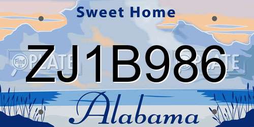 ZJ1B986 Alabama License Plate