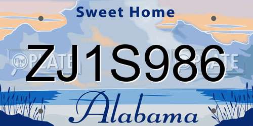 ZJ1S986 Alabama License Plate