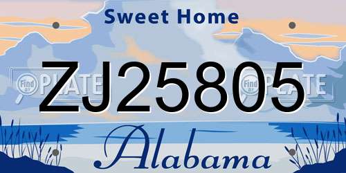 ZJ25805 Alabama License Plate