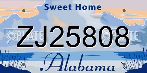 ZJ25808 Alabama License Plate