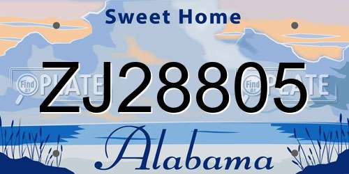 ZJ28805 Alabama License Plate