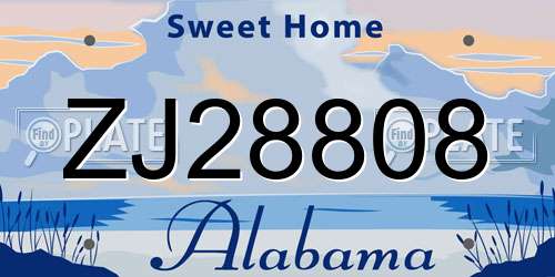 ZJ28808 Alabama License Plate