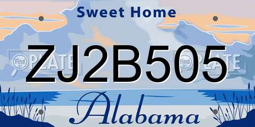 ZJ2B505 Alabama License Plate