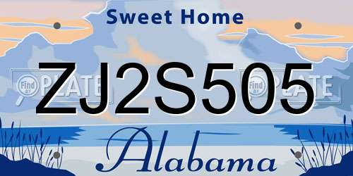 ZJ2S505 Alabama License Plate
