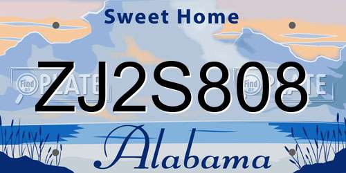 ZJ2S808 Alabama License Plate